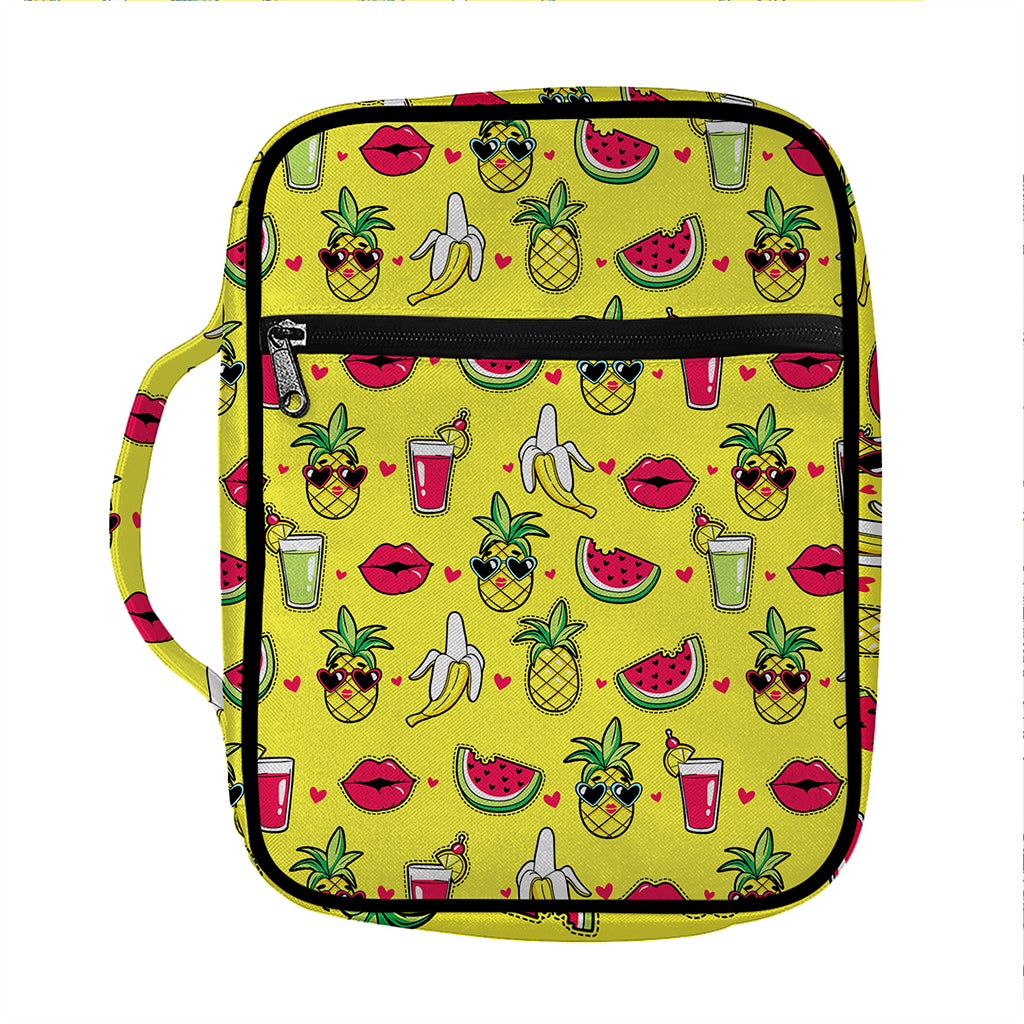 Cartoon Tropical Pattern Print Front Pocket Bible Bag