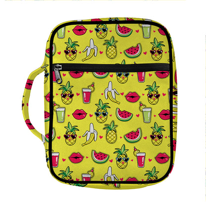 Cartoon Tropical Pattern Print Front Pocket Bible Bag