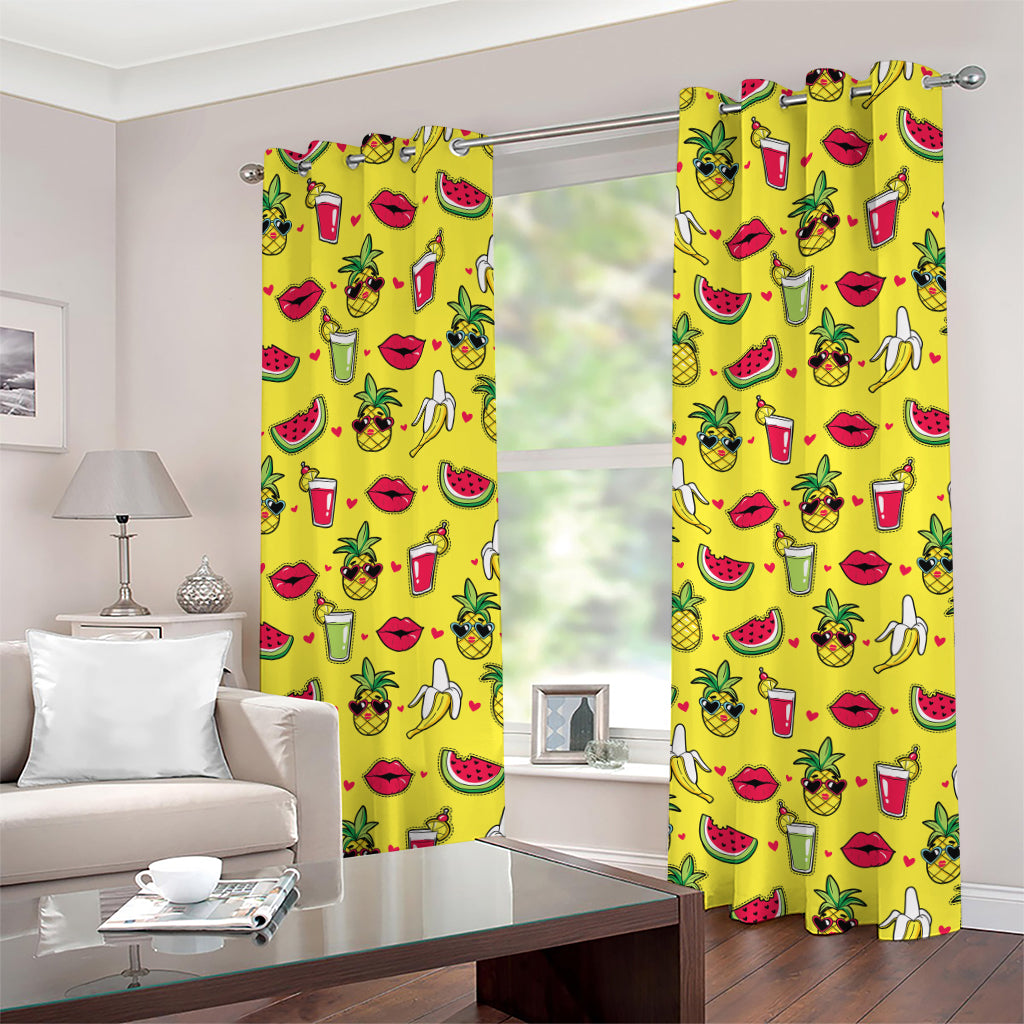 Cartoon Tropical Pattern Print Grommet Curtains
