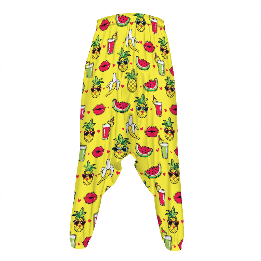 Cartoon Tropical Pattern Print Hammer Pants
