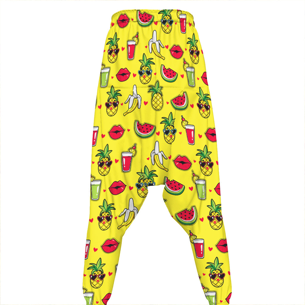 Cartoon Tropical Pattern Print Hammer Pants