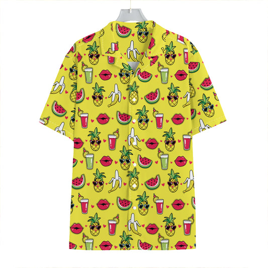 Cartoon Tropical Pattern Print Hawaiian Shirt