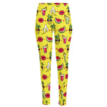 Cartoon Tropical Pattern Print High-Waisted Pocket Leggings