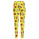 Cartoon Tropical Pattern Print High-Waisted Pocket Leggings
