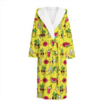 Cartoon Tropical Pattern Print Hooded Bathrobe