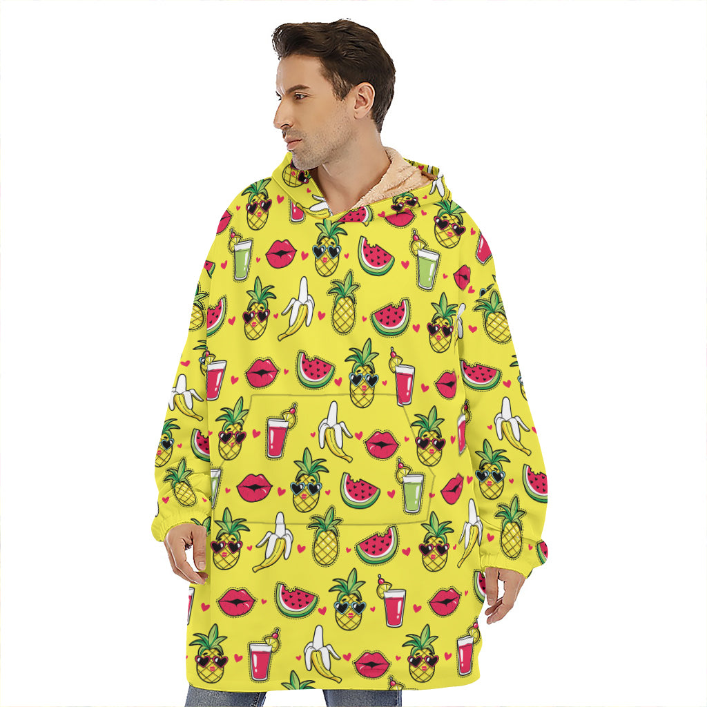 Cartoon Tropical Pattern Print Hoodie Blanket
