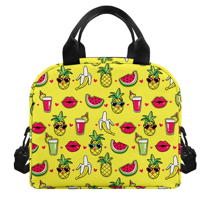 Cartoon Tropical Pattern Print Insulated Lunch Bag