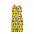 Cartoon Tropical Pattern Print Jersey Midi Cami Dress