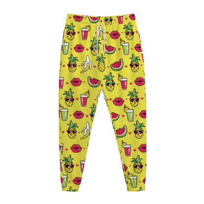 Cartoon Tropical Pattern Print Jogger Pants