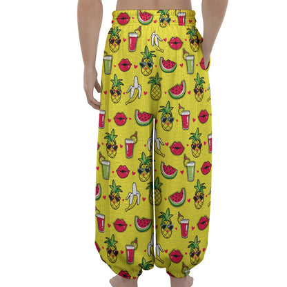 Cartoon Tropical Pattern Print Lantern Pants