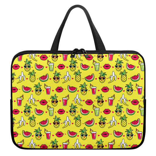 Cartoon Tropical Pattern Print Laptop Sleeve With Handle