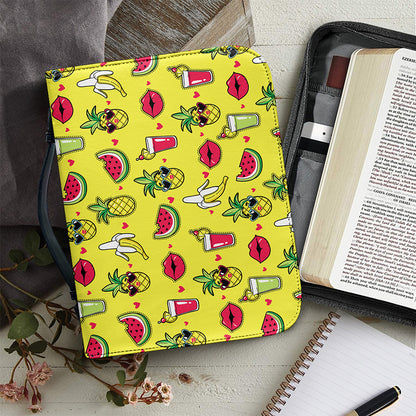 Cartoon Tropical Pattern Print Leather Bible Cover