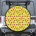 Cartoon Tropical Pattern Print Leather Spare Tire Cover