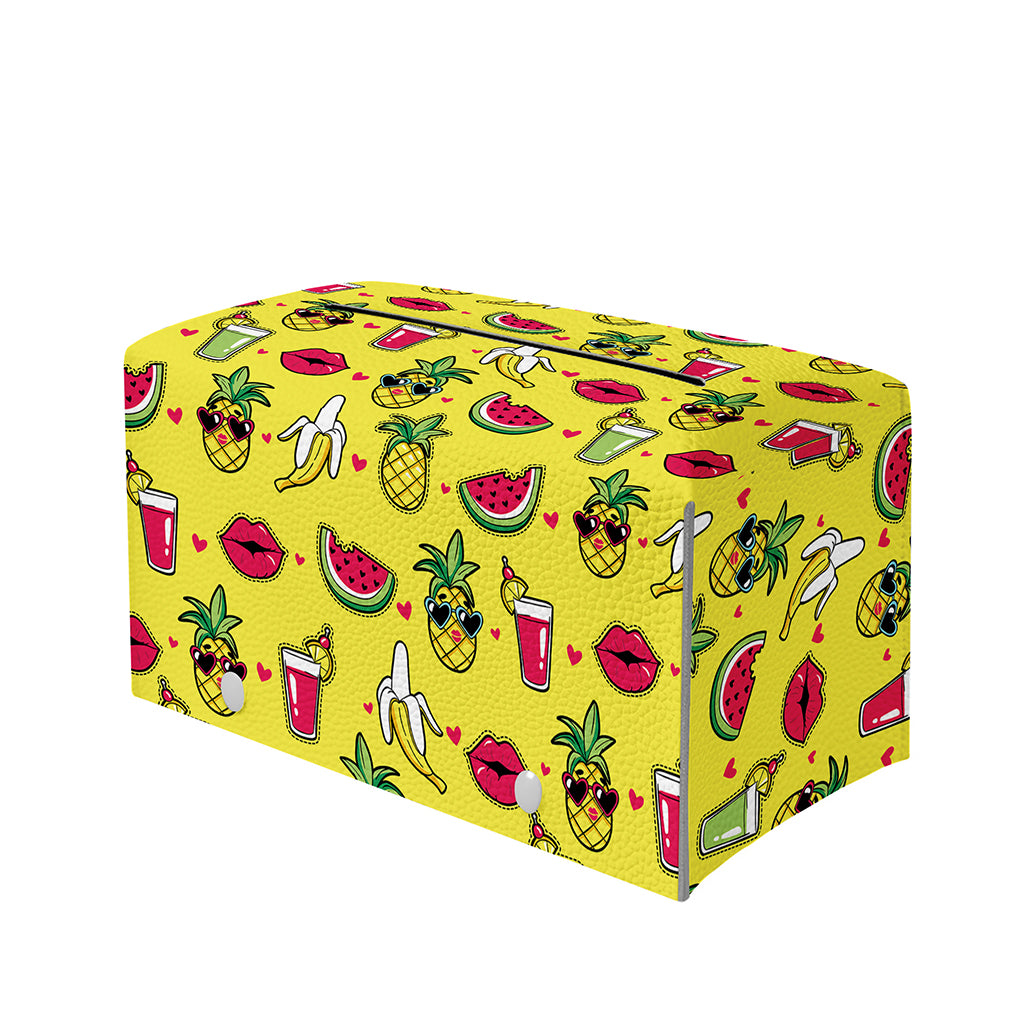 Cartoon Tropical Pattern Print Leather Tissue Box Cover