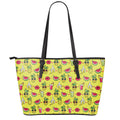 Cartoon Tropical Pattern Print Leather Tote Bag With Zipper