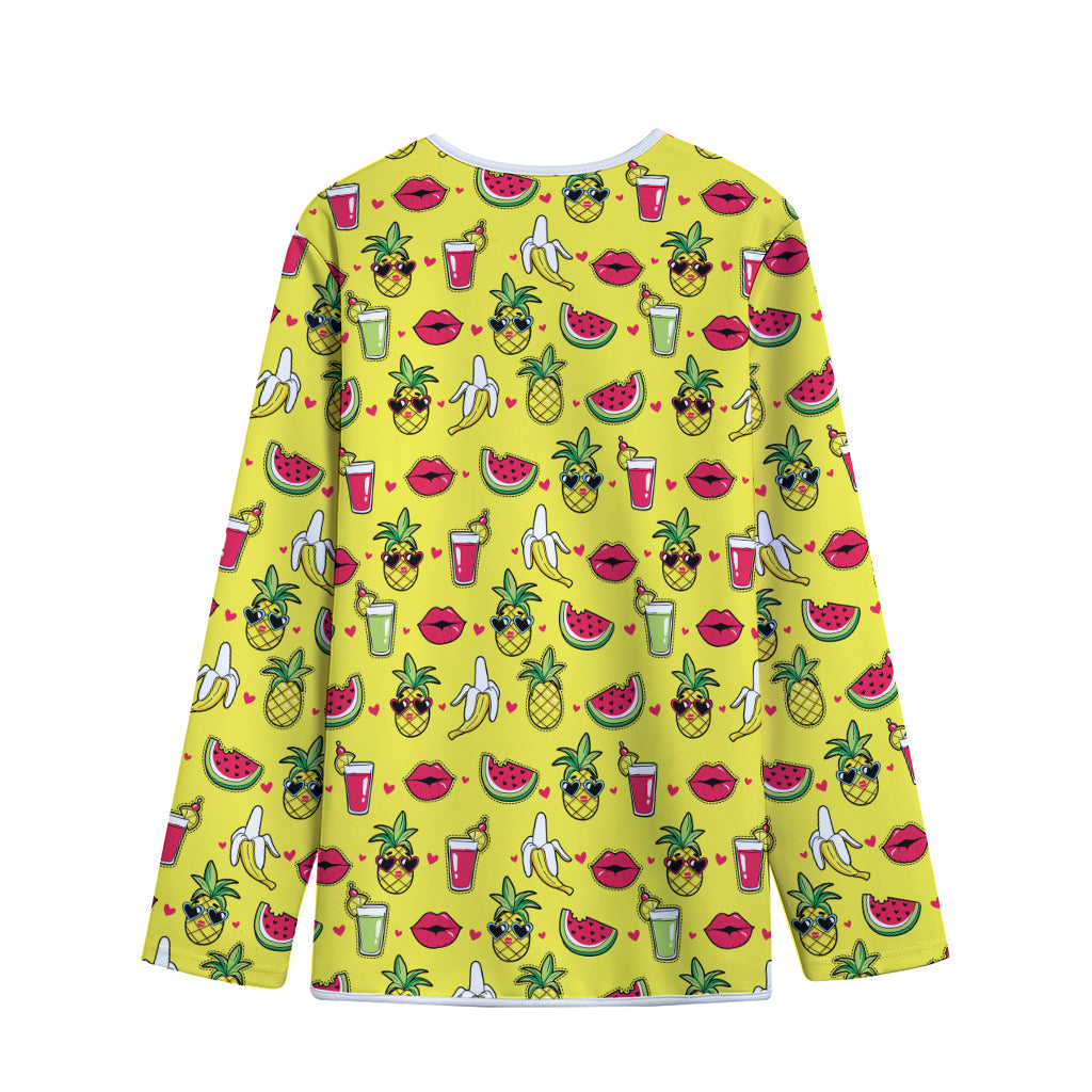 Cartoon Tropical Pattern Print Long Sleeve Short Coat