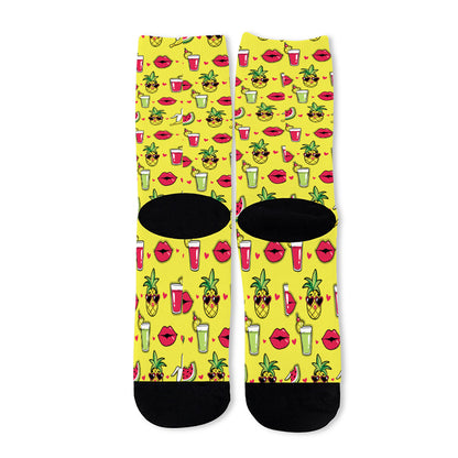 Cartoon Tropical Pattern Print Long Socks