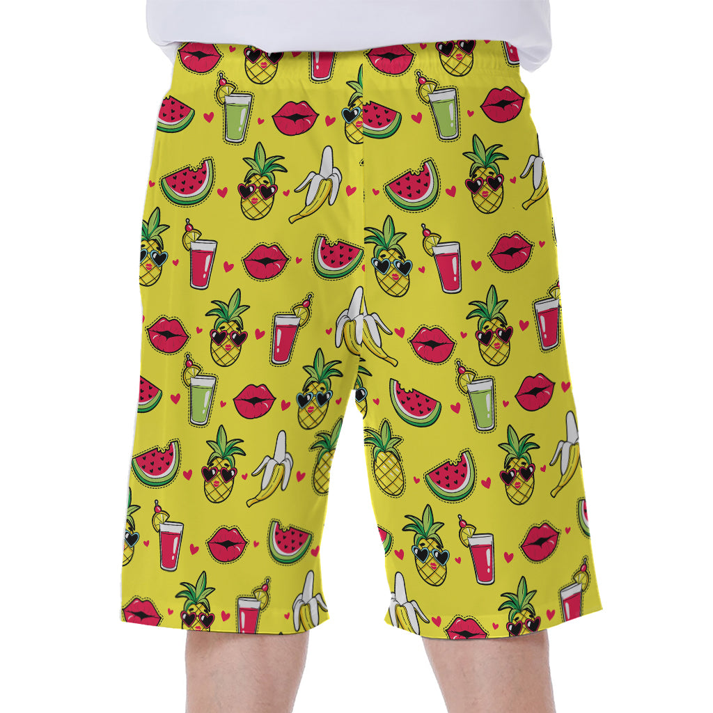 Cartoon Tropical Pattern Print Men's Beach Shorts