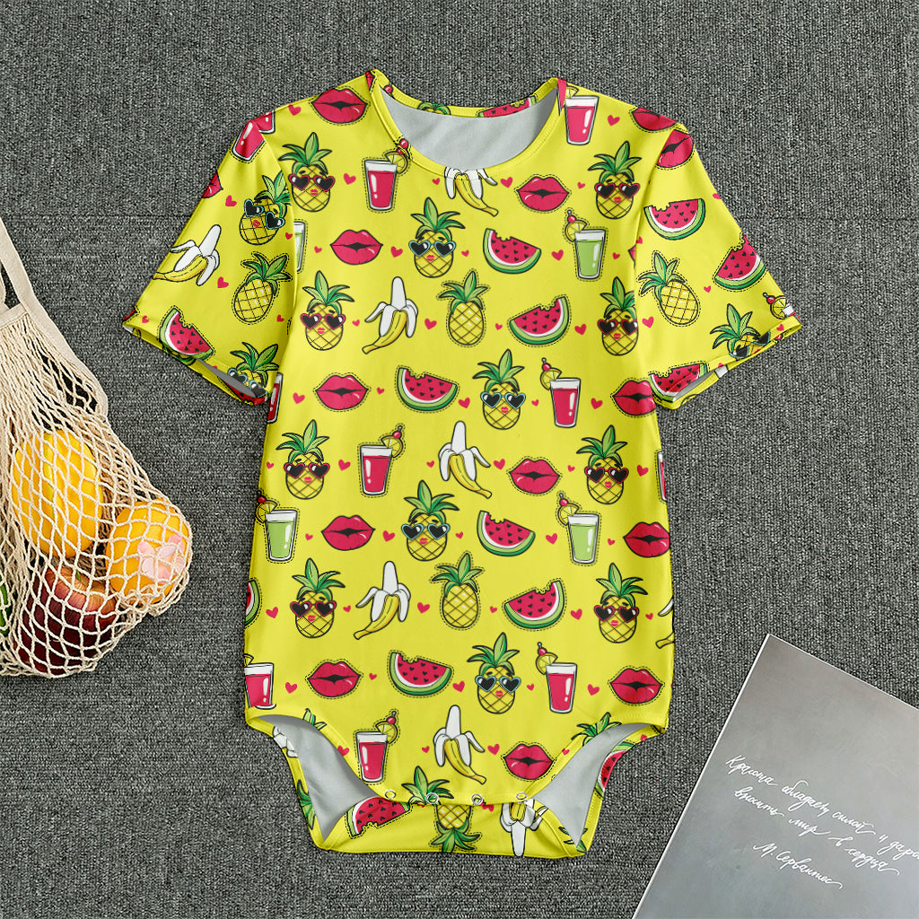 Cartoon Tropical Pattern Print Men's Bodysuit