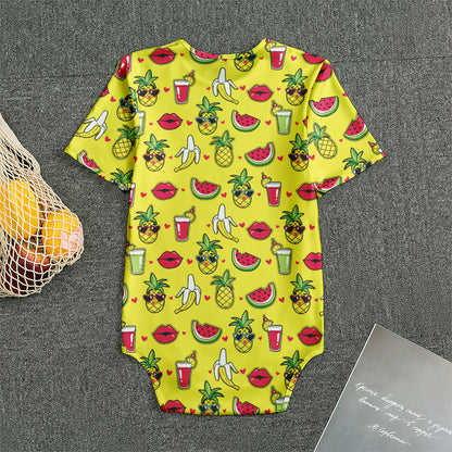 Cartoon Tropical Pattern Print Men's Bodysuit