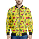 Cartoon Tropical Pattern Print Men's Bomber Jacket