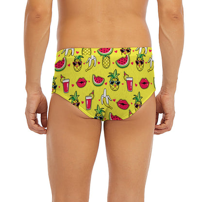 Cartoon Tropical Pattern Print Men's Briefs