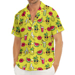 Cartoon Tropical Pattern Print Men's Deep V-Neck Shirt