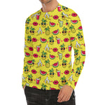 Cartoon Tropical Pattern Print Men's Long Sleeve Rash Guard