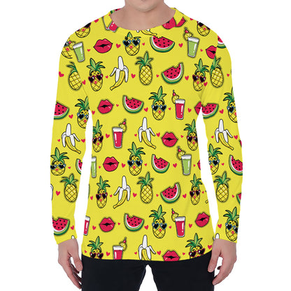 Cartoon Tropical Pattern Print Men's Long Sleeve T-Shirt