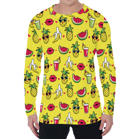 Cartoon Tropical Pattern Print Men's Long Sleeve T-Shirt