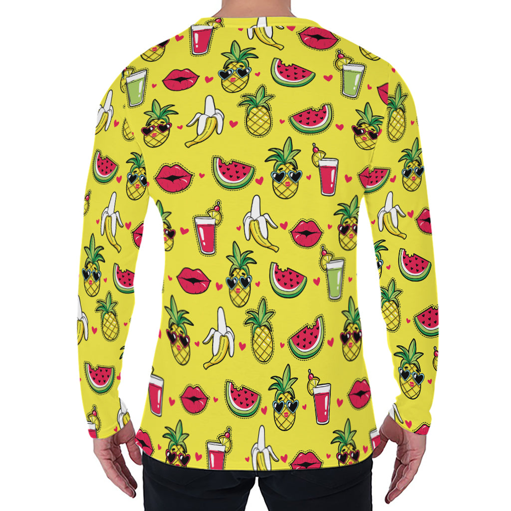 Cartoon Tropical Pattern Print Men's Long Sleeve T-Shirt