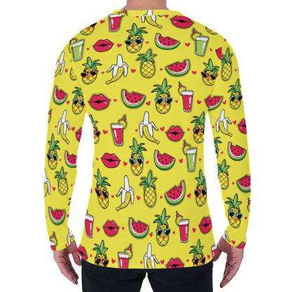 Cartoon Tropical Pattern Print Men's Long Sleeve T-Shirt