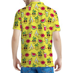 Cartoon Tropical Pattern Print Men's Polo Shirt