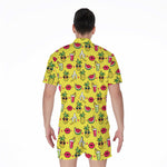 Cartoon Tropical Pattern Print Men's Rompers