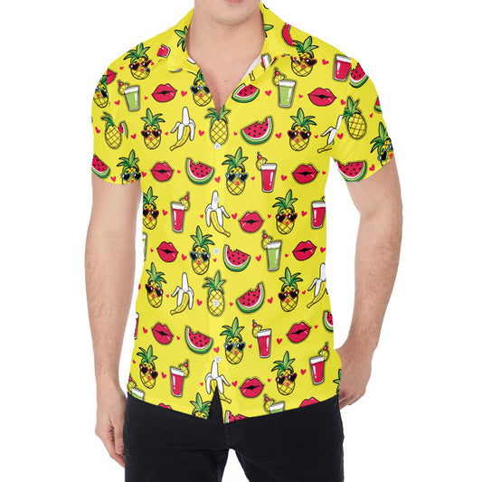 Cartoon Tropical Pattern Print Men's Shirt