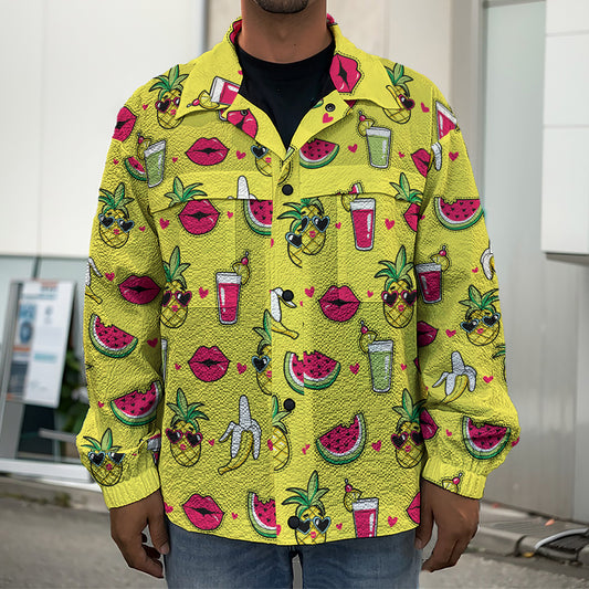 Cartoon Tropical Pattern Print Men's Shirt Jacket