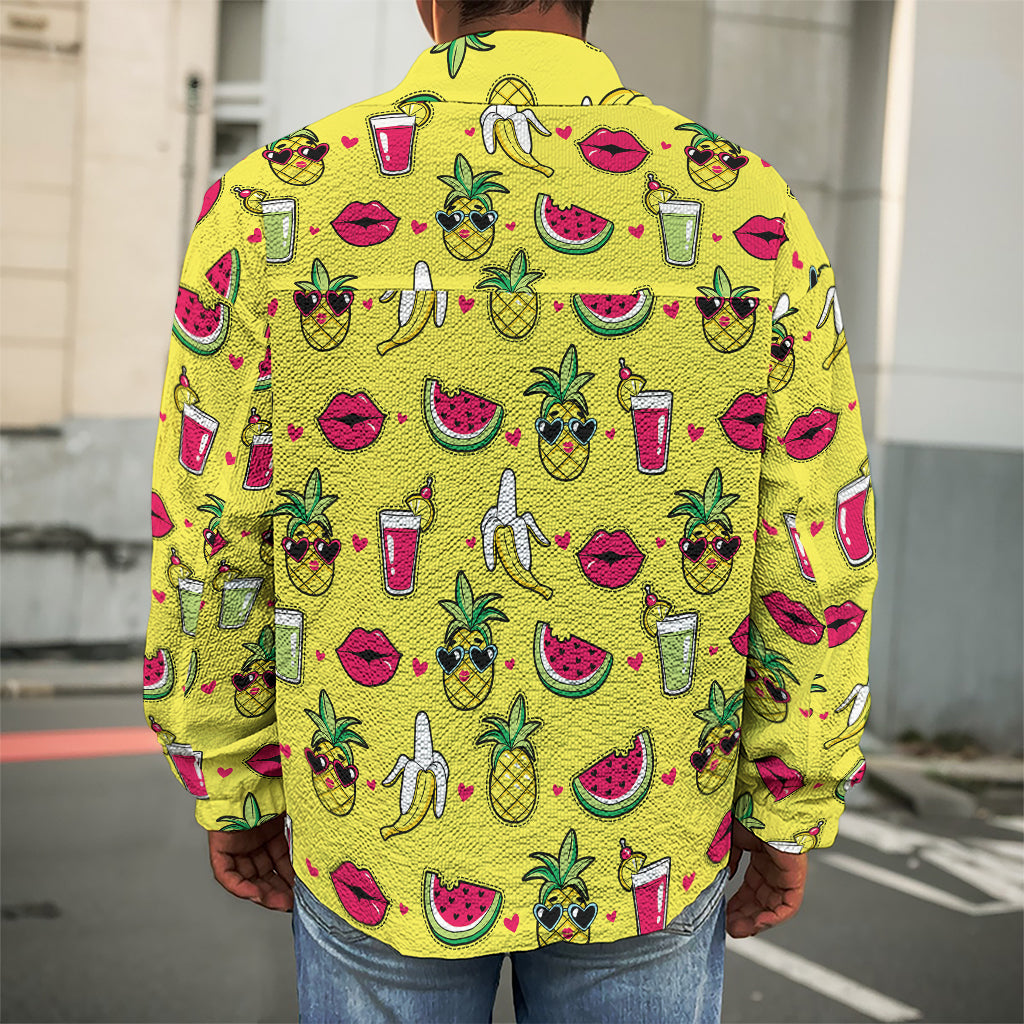 Cartoon Tropical Pattern Print Men's Shirt Jacket