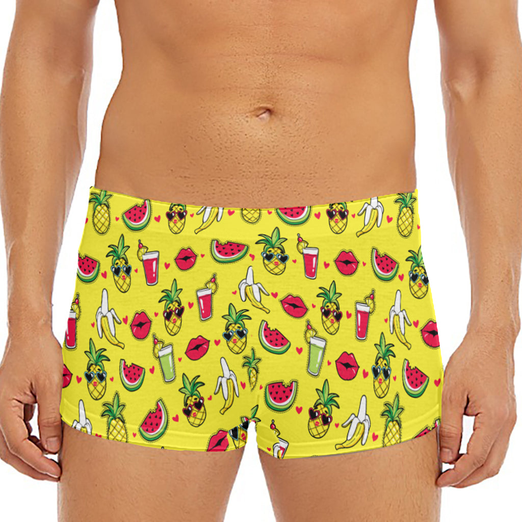 Cartoon Tropical Pattern Print Men's Short Boxer Briefs