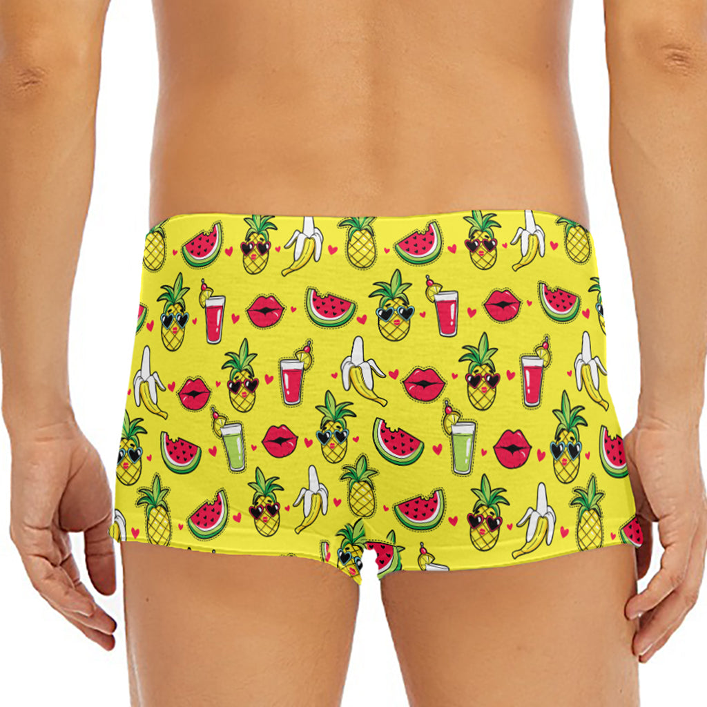 Cartoon Tropical Pattern Print Men's Short Boxer Briefs