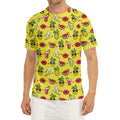 Cartoon Tropical Pattern Print Men's Short Sleeve Rash Guard