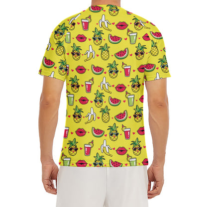 Cartoon Tropical Pattern Print Men's Short Sleeve Rash Guard