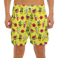 Cartoon Tropical Pattern Print Men's Split Running Shorts