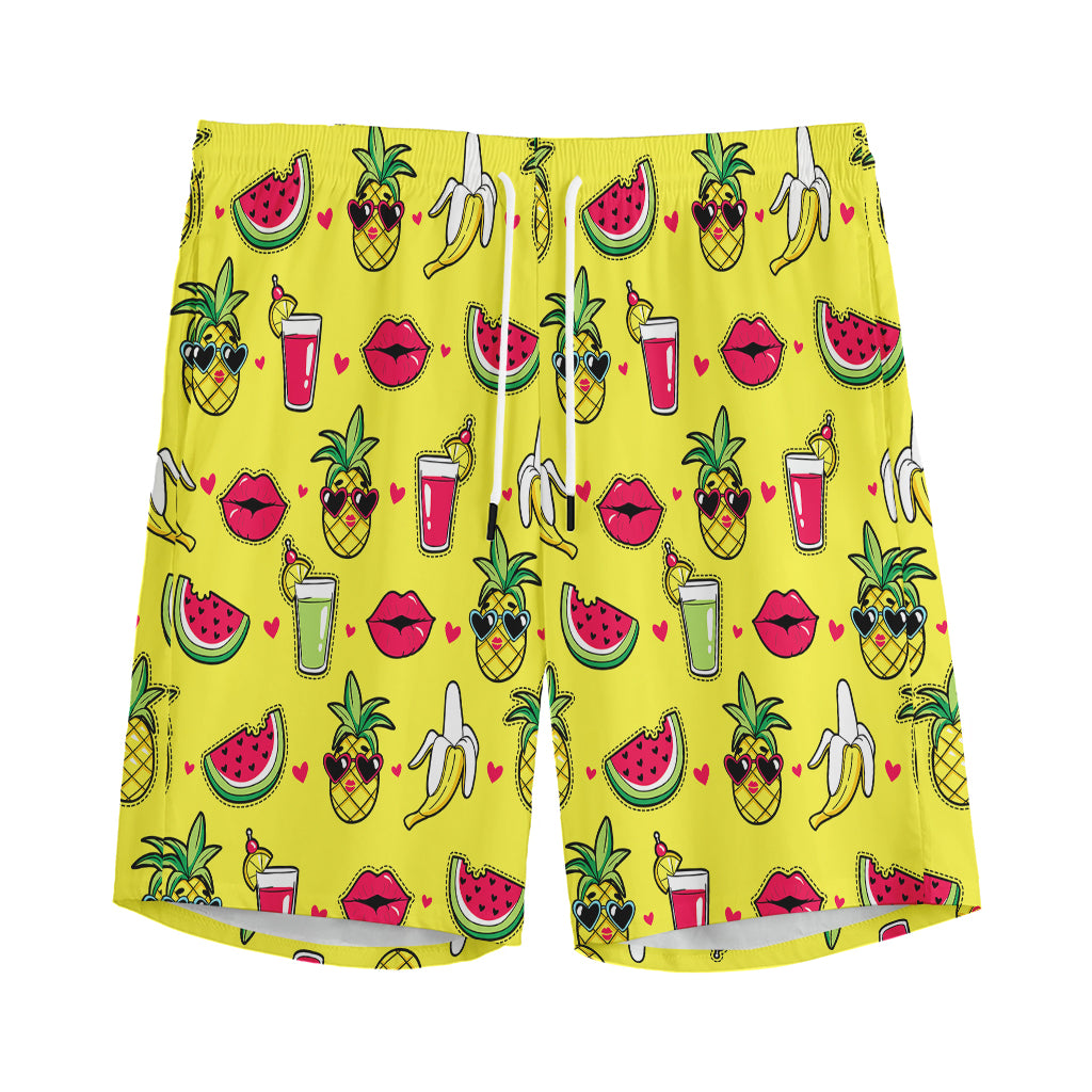 Cartoon Tropical Pattern Print Men's Sports Shorts