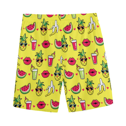 Cartoon Tropical Pattern Print Men's Sports Shorts