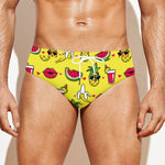 Cartoon Tropical Pattern Print Men's Swim Briefs