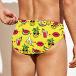 Cartoon Tropical Pattern Print Men's Swim Briefs