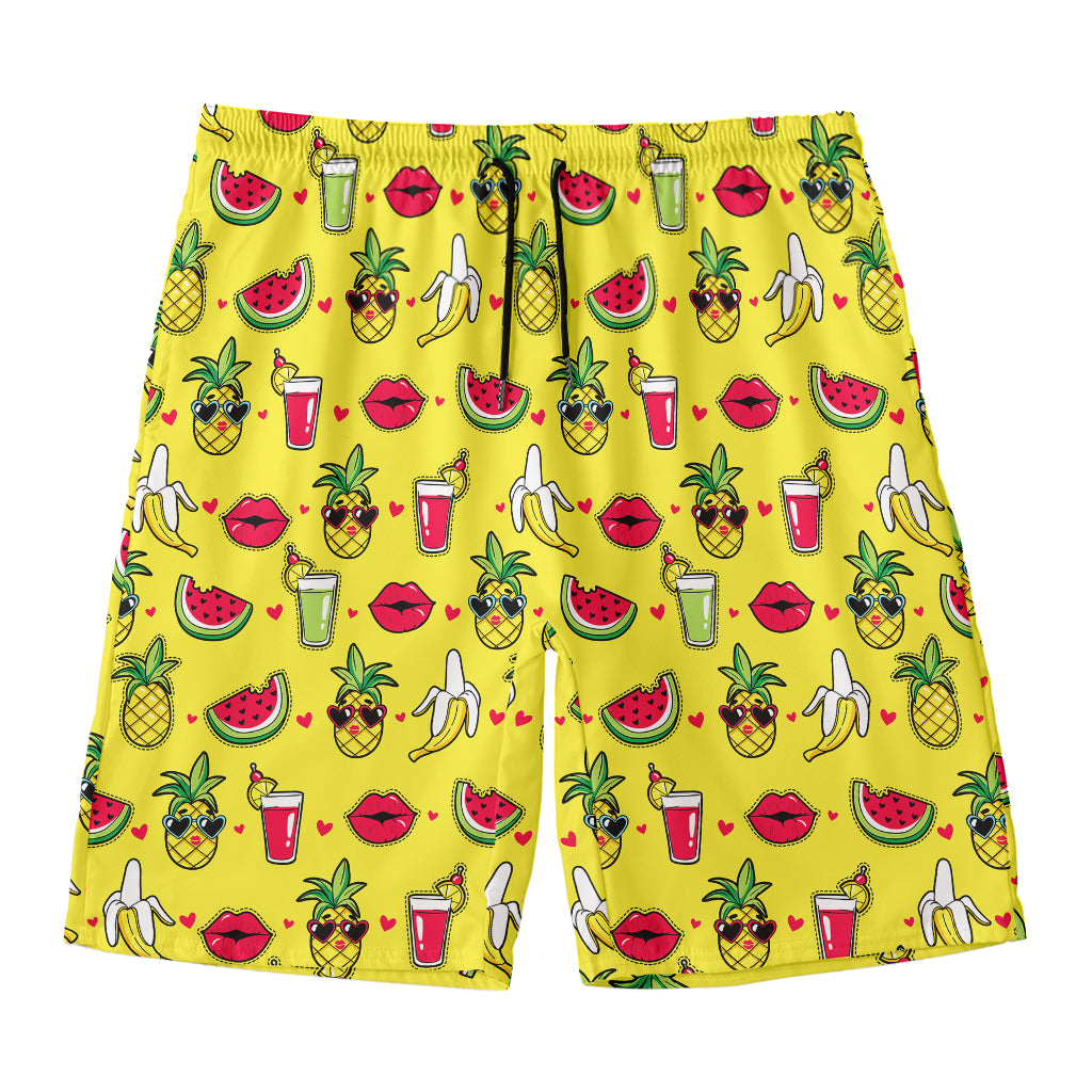 Cartoon Tropical Pattern Print Men's Swim Trunks