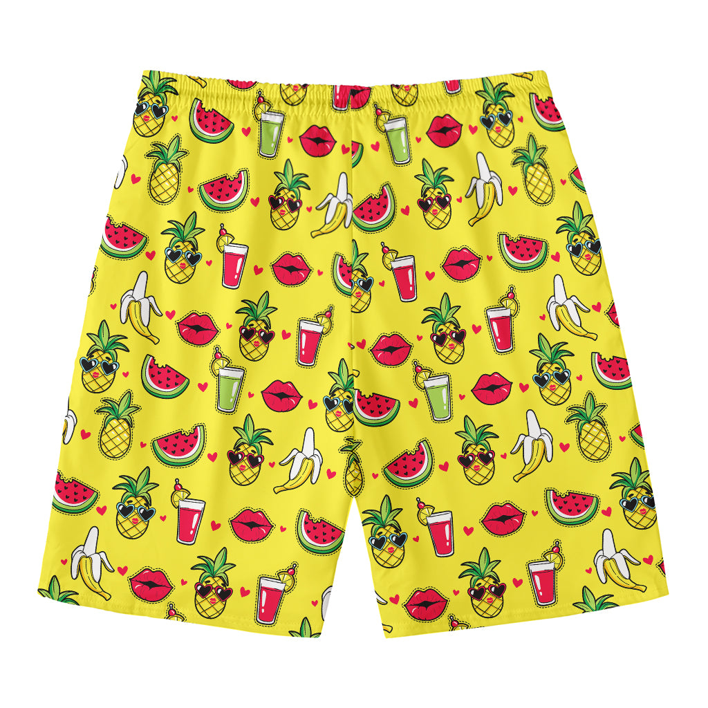 Cartoon Tropical Pattern Print Men's Swim Trunks