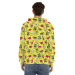 Cartoon Tropical Pattern Print Men's Velvet Pullover Hoodie