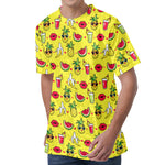 Cartoon Tropical Pattern Print Men's Velvet T-Shirt